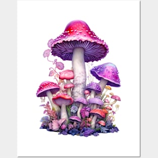 Pink Mushrooms Posters and Art